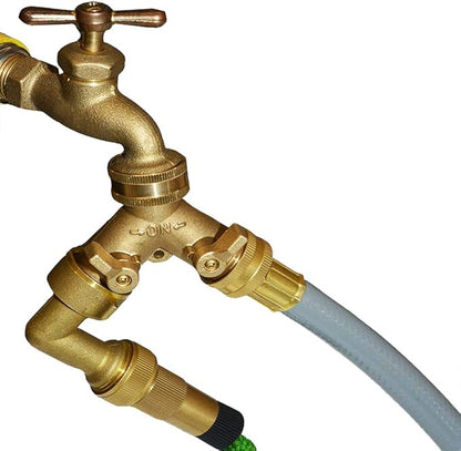 HQMPC Hose Y Splitter 3/4" GHT Garden Valve - Brass, 4 Pack