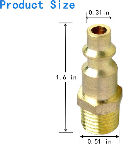 Air Hose Fittings 1/4" MNPT Industrial Air Plugs for Air Compressors 25pcs Brass Air Compressor Fittings Kit Quick Connect Air Fittings