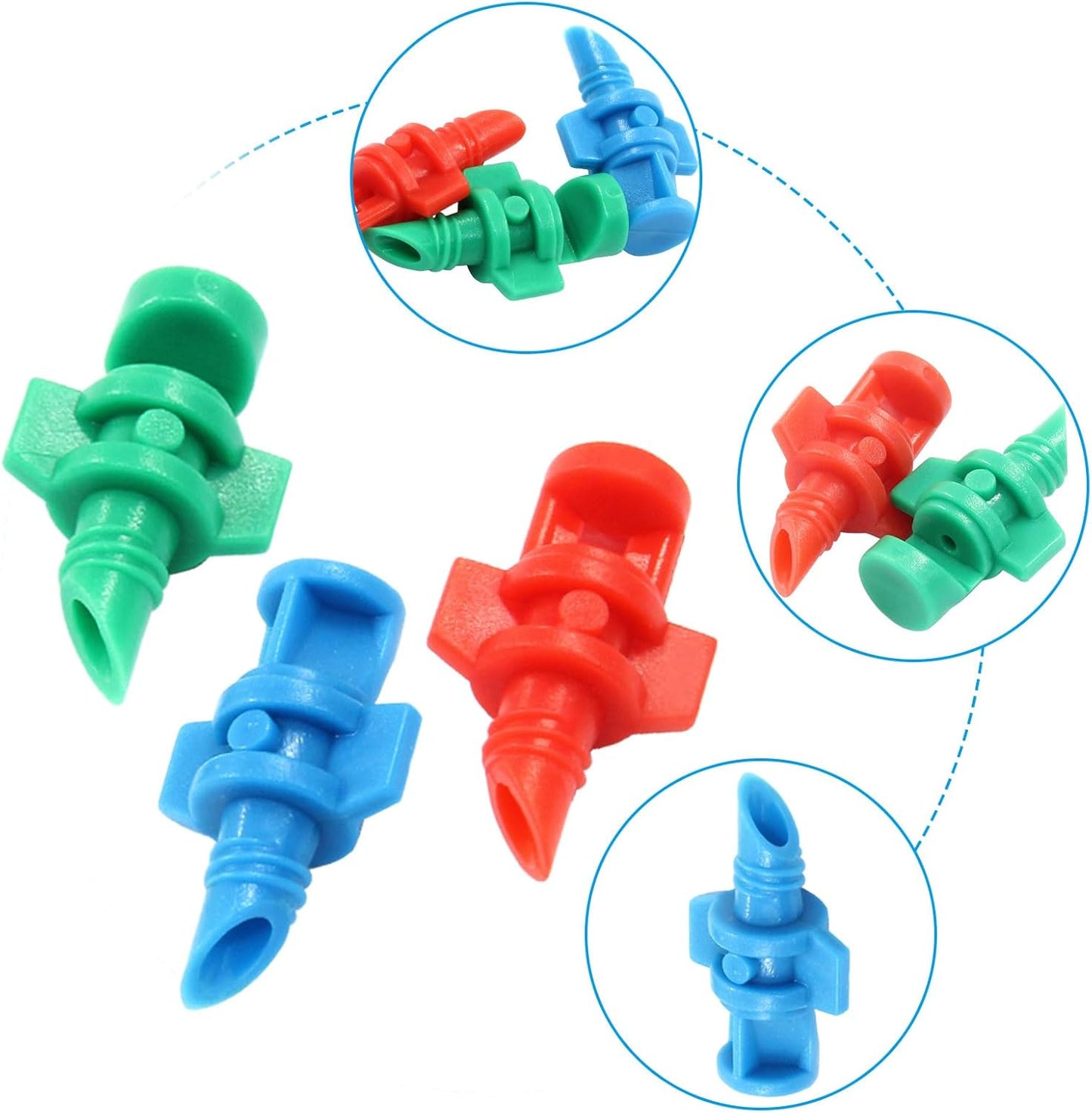 150 Pcs 90/180/360 Degree Misting Nozzle, Micro Sprinkler Heads Irrigation Misting Sprayer, Refraction Automizing Drippers for Garden Lawn Plants Irrigation System