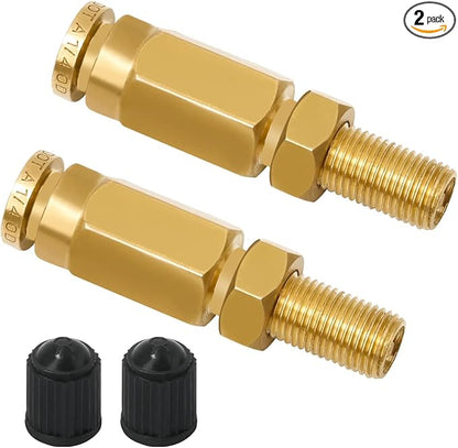 2 Packs 1/4" Air Value Inflation Schrader Valve, Schrader Valve Adapter with Push to Connect Button for 1/4" OD Air Hose Fittings for Semi Trucks Trailers