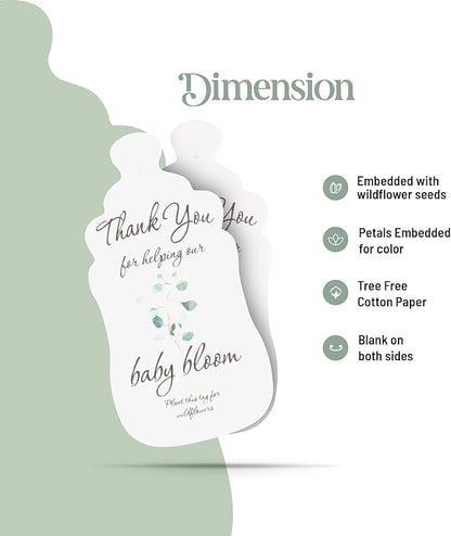Baby Bottle Shaped Seed Paper – 15 Green Baby Shower Favors for Guests with Wildflower Seeds, Writable & Plantable, Gender Reveal, Birthday Gifts for Guest