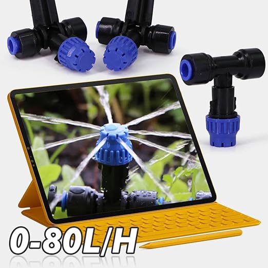 32.8FT Quick-Connect Drip Irrigation Kit with Adjustable Fan-Shaped Drippers for Garden Watering, Saving Water Automatic Irrigation Equipment for Raised Bed Plants Vegetable Garden Greenhouse