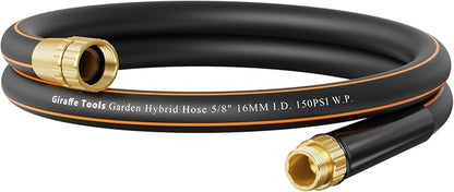Giraffe Tools Garden Hose 2ft x 5/8", 24INCH Short Water Hose Heavy Duty, Lightweight, Flexible Hybrid Hose with Swivel Handle, Male to Female Fittings