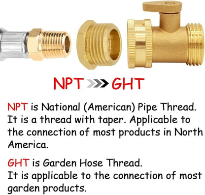 2PCS Brass Garden Hose Bushing 3/4"GHT Male to 1/4"NPT Female Thread Reducer Adapter Water Hose Nipple Reducing Convert Pipe Fittings Connector