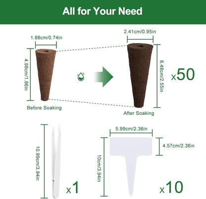 61 Pack Grow Sponges, Replacement Root Growth Sponges Seed Pods Compatible with AeroGarden, Compatible with Hydroponics Growing System Kit, Includes 10 Plant Labels and 1 Tweezers