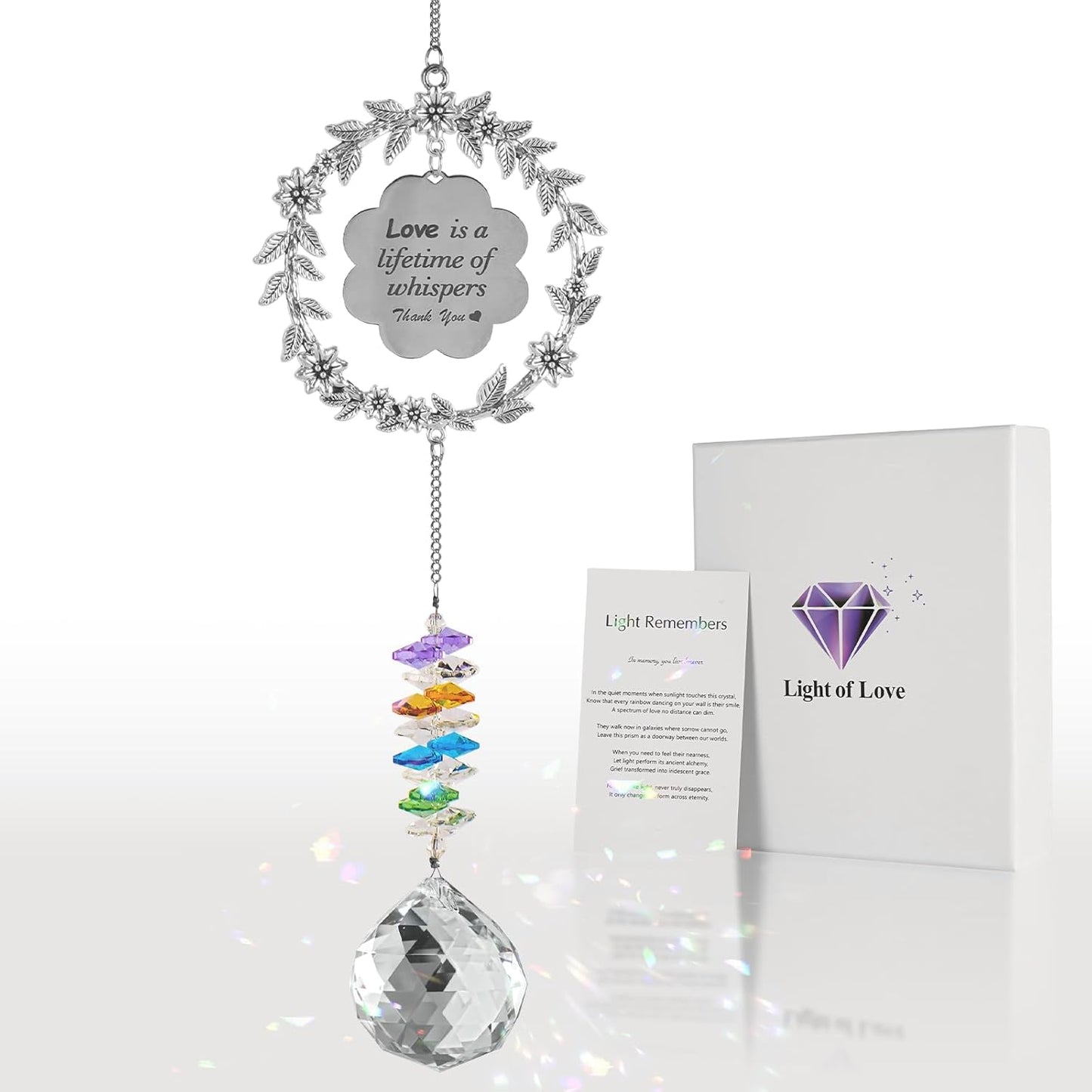 Memorial Gifts for Loss of Loved One,Clear Crystal Ball Grief Suncatcher,Rainbow Sympathy Bereavement Gifts,Idea for Loss of Mom Dad Baby Brother Friend Pet
