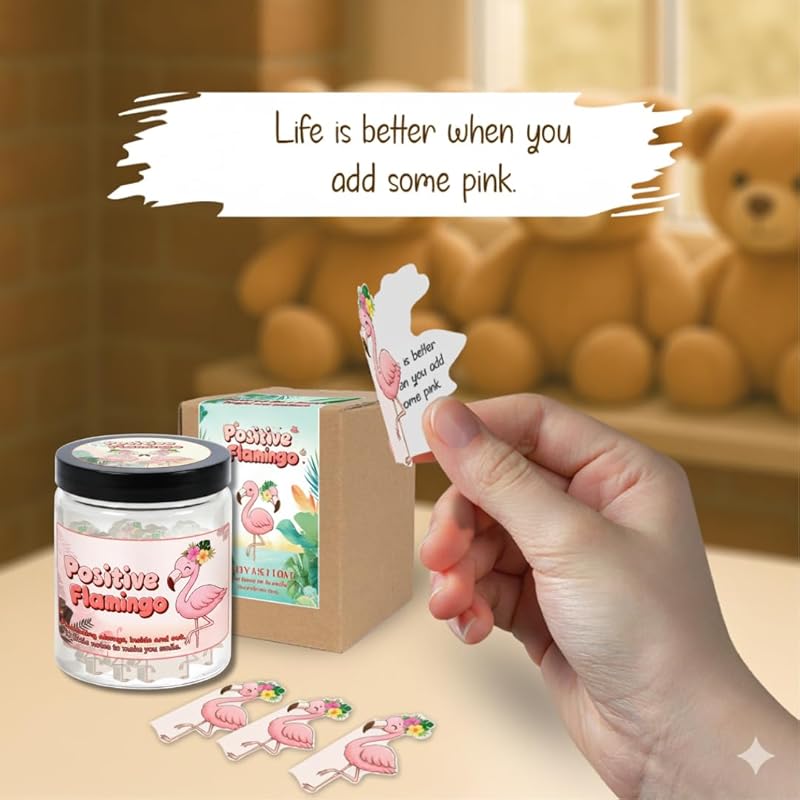 Positive Flamingo Jar With 60 Daily Affirmation Cards, Emotional Support Flamingo, Flamingo Themed Gifts For Women, Flamingo Lover Gifts, Get Well Gifts, Best Friend Gifts, Mental Health Gifts