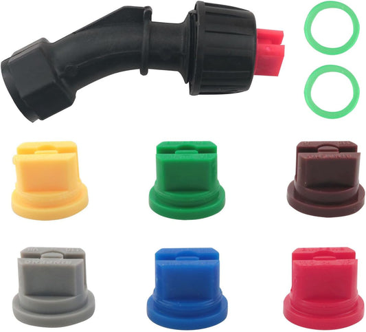 CHENJIN 110 Degree Fan Shaped Plastic Nozzle Set with Six Back Mounted Nozzles Ranging from 0.15 to 0.6mm Is Used as a Spray Cleaning Equipment for Gardens and Agricultural Greenhouses