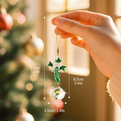 H&D HYALINE & DORA Set of 6 Rhinestones Pickle Crystal Suncatcher Pendant Xmas Cucumber Rainbow Sun Catcher for Windows Garden Home Decor