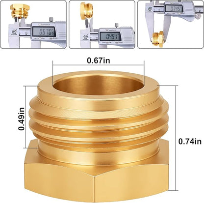 Garden Hose Adapter: Brass 3/4" GHT Male to 1/2" NPT Female Reducer, Leak-Proof Connector (3/4" GHT Male to 1/2" NPT Female, 10-Pack)