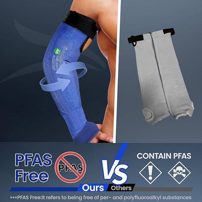 Schwer ANSI A6 Cut Resistant Sleeves, 22 inch Protective Arm Sleeves with Thumb Hole for Arm Work Protection, Arm Guards for Gardening, Cutting Metal, Repairing, Kitchen, Pet Grooming (1 Pair, Blue)