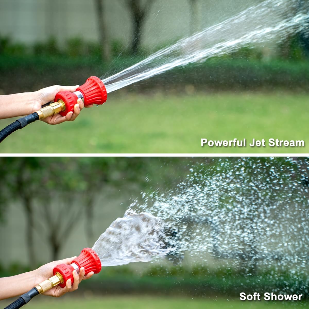 FANHAO Fireman Style Garden Hose Nozzle, Heavy Duty Fire Water Nozzle, High Power Leak Proof Adjustable Hose Sprayer Nozzle for Lawn/Garden Watering, Patio Cleaning, Car & Pets Washing