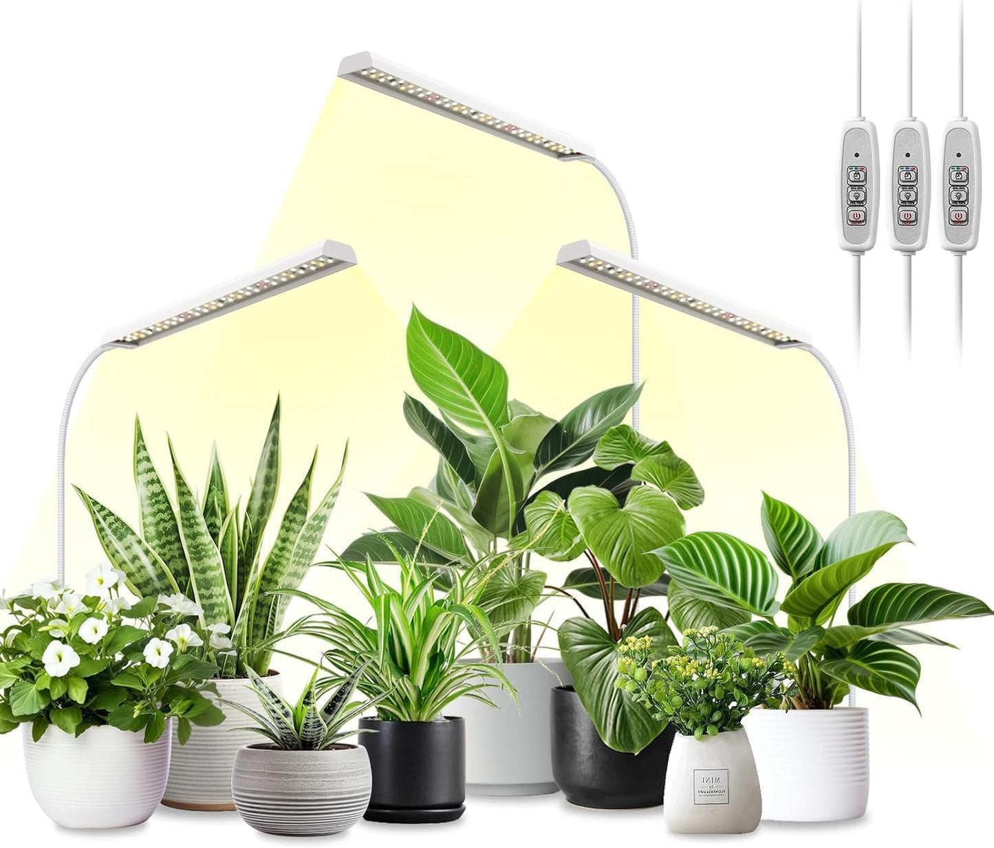 FOXGARDEN Grow Light for Indoor Plants Growing, Full Spectrum Gooseneck Plant Light for Indoor Plants,52 LED Bright Grow Lamp with Auto On/Off Timer 4/8/12H, 4 Dimmable Brightness,3 Pack