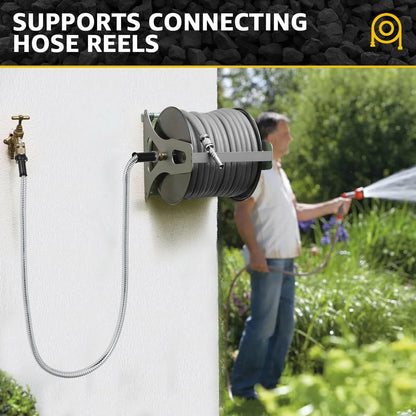 Short Garden Hose Metal Water hose Heavy Duty Stainless Steel Hose with Metal Fittings Flexible Lightweight Hose Puncture Proof for Yard, Outdoors, Rv (Unexpandable, 5FT)