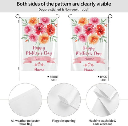 Custom Mother Garden Flag for Outdoor Personalized Mother's Day Yard Flags Decor Customized Flag Add Your Own Picture/Text House Lawn Banner Double Sided Home Wall Decoration 12.5x18 28x40