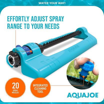Aqua Joe SJI-OMS20 Jumbo Oscillating Sprinkler with Adjustable Spray and Metal Base, Up to 4,400-Square-Foot Coverage, 70-Foot Spray Distance, 63-Foot Spray Width