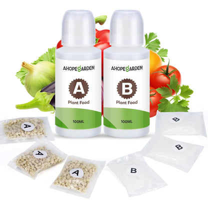 Ahopegarden 800ml A&B Hydroponic Nutrients: Hydroponic Plant Food for Aerogarden, Liquid Plant Food for Vegetables, Fruits, Flowers, ect - All-in-One Fertilizer Solution for Hydroponics Growing System