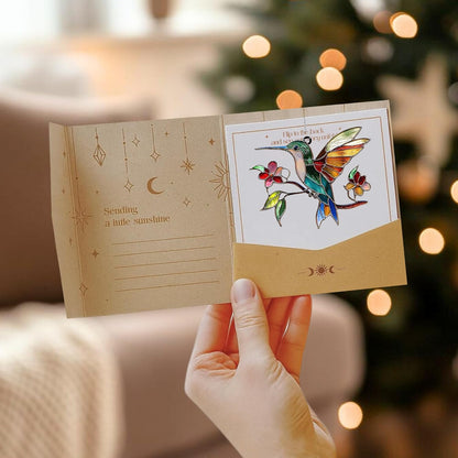 Hummingbird and Flower Acrylic Suncatcher Stained Glass Effect Window Car Hanging Christmas Ornament Indoor Outdoor Decor Garden Sun Catcher Panel for Bird Lover for Women Mom Grandma