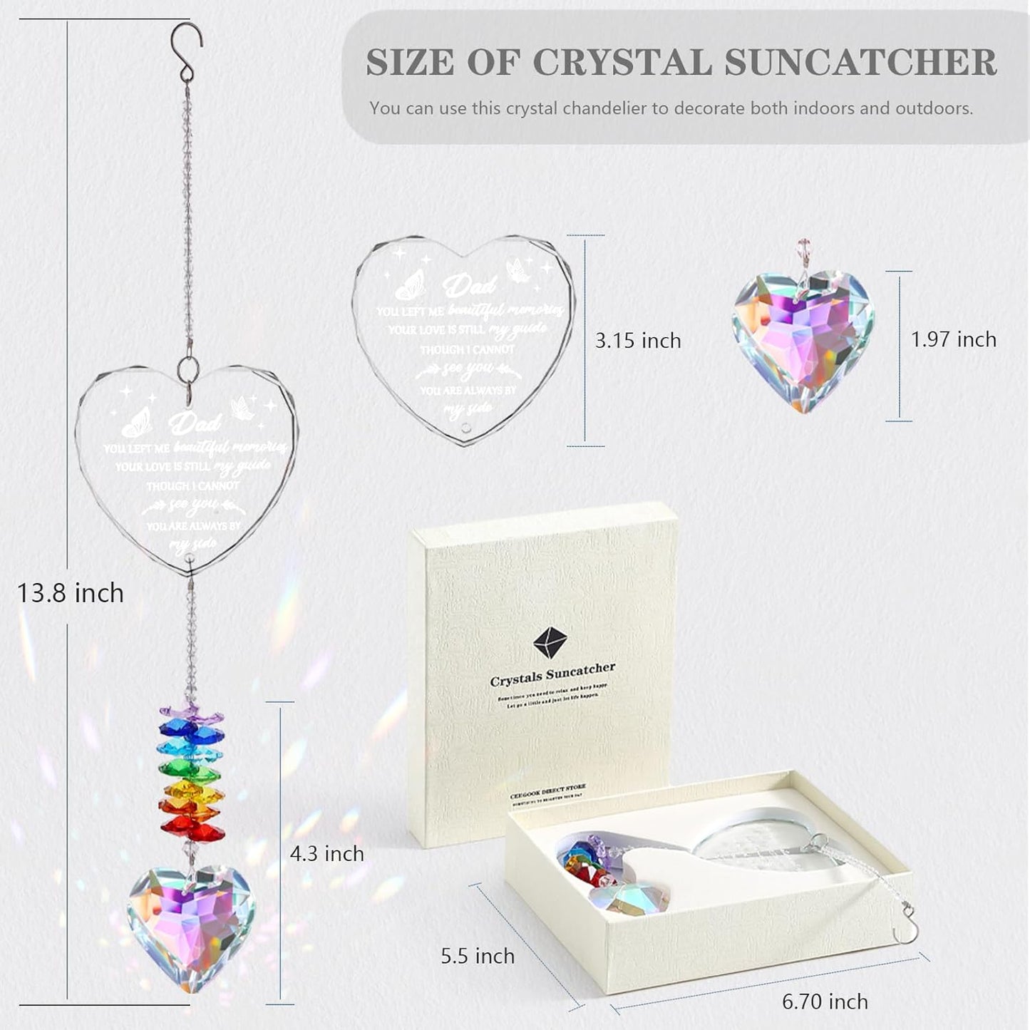 Sympathy Gifts for Loss of Dad, K9 Crystal Suncatcher Memorial for Loss of Father, Condolence Bereavement Remembrance Gifts in Memory of Papa
