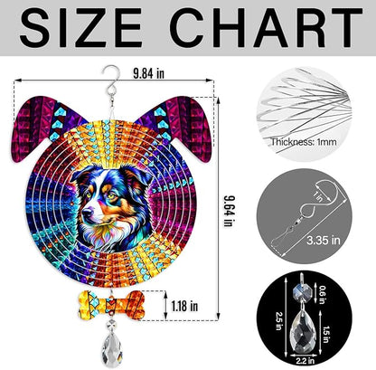 Australian Shepherd Dog Ears Wind Spinner, Australian Shepherd Wind Spinner Hanging for Yard and Garden