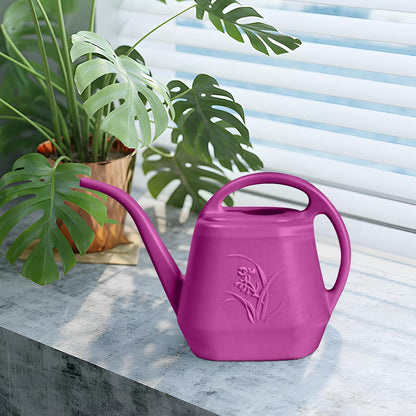 Plastic Watering Can - for Home Plant Garden - 1/2 Gallon - Rose Red