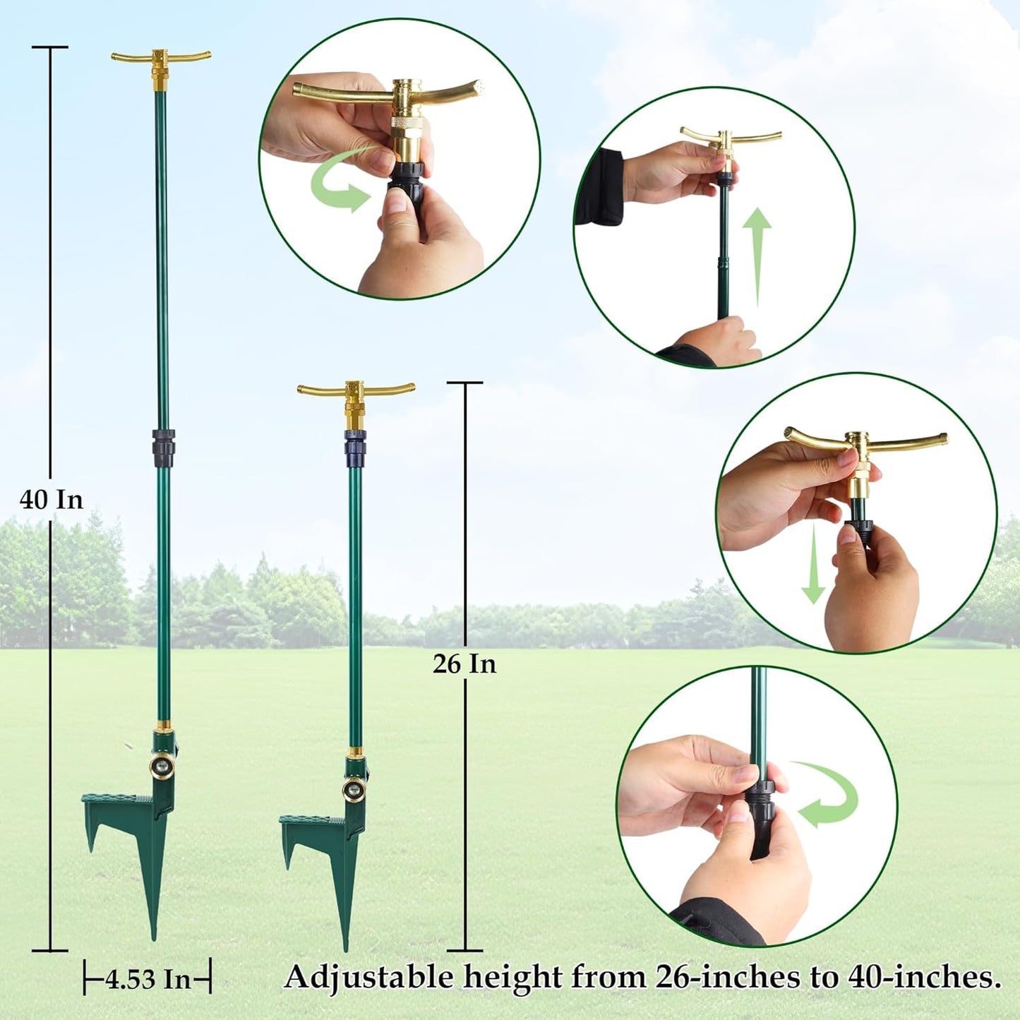 2 Pack 3-Arm Garden Sprinkler, 360 Degree Rotation Garden Water Sprinklers, High-Rise Lawn Sprinkler, Lawn Watering Irrigation System