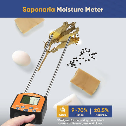 GS120A Hay Moisture Tester Meter – Portable Digital Probe Tester with LCD, 0-80% Moisture Range, for Alfalfa, Leymus, Orchard Grass, Straw Bales Fast Accurate Digital Sensor Hay bale Moisture Meter