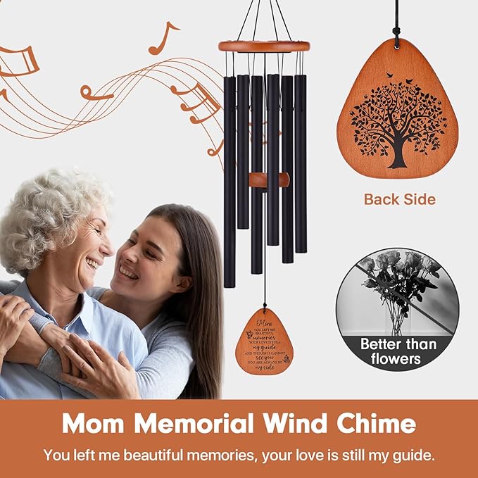 Memorial Sympathy Gifts for Loss of Mom, 32" Memorial Wind Chimes for Loss of Mother Sympathy Gift, Bereavement Gift for Loss of Mother, Windchimes in Memory of Mom Gifts
