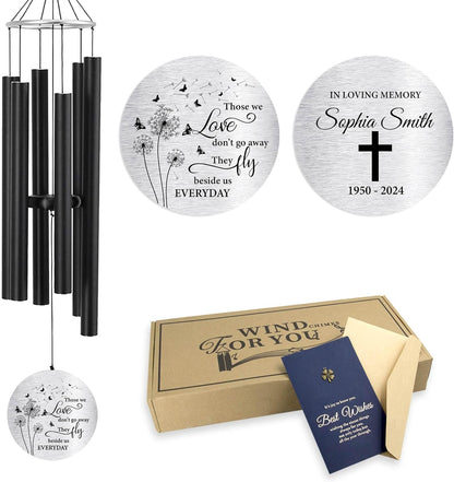Personalized 36" Bereavement Wind Chimes for Outside, Memorial Gift in Remembrance of a Loved One, Sympathy Gift for Loss of Mother Father Husband, Garden Patio Decor