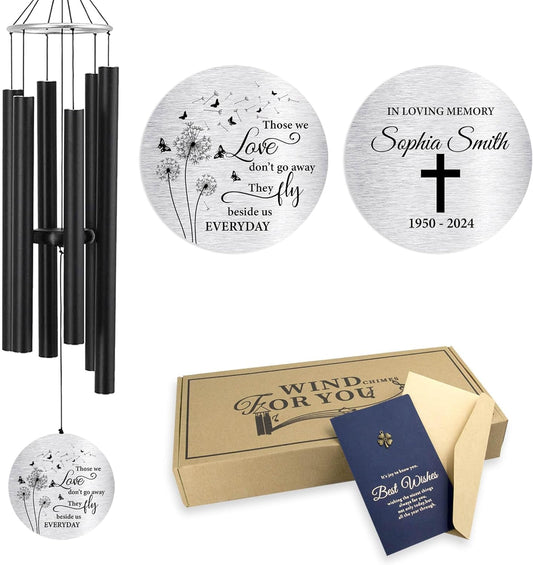 Personalized 36" Bereavement Wind Chimes for Outside, Memorial Gift in Remembrance of a Loved One, Sympathy Gift for Loss of Mother Father Husband, Garden Patio Decor