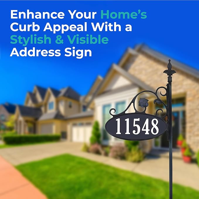 Address America USA Handcrafted Park Place Customized Home Address Yard Sign Custom Address Number Plaque with 47" Pole Weatherproof, Double-Sided, Reflective, Visible - AS