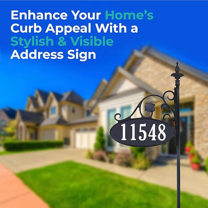 Address America USA Handcrafted Park Place Customized Home Address Yard Sign Custom Address Number Plaque with 47" Pole Weatherproof, Double-Sided, Reflective, Visible - AS