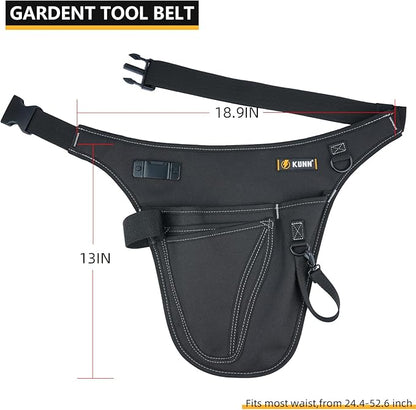 KUNN Garden Tool Organizer Belt Multifunctional Work Apron Pouch for Gardeing Florist Plumbing,Black