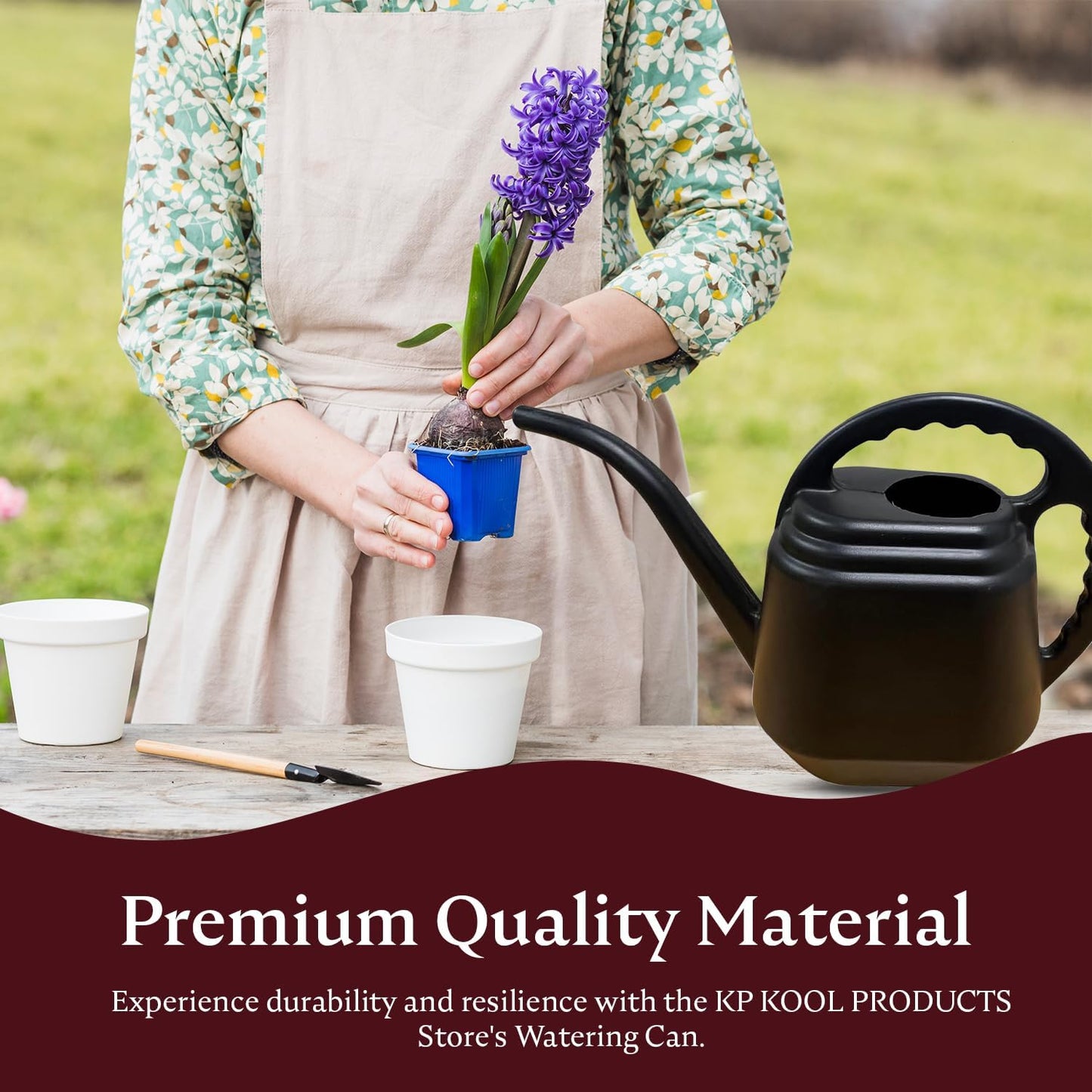 KP KOOL PRODUCTS 2 Liter Black Watering Can – Durable Plastic Indoor & Outdoor Plant Waterer – Lightweight Garden Tool with Easy Pour Spout – Perfect for Flowers, Herbs, and Houseplants – 1 Pack