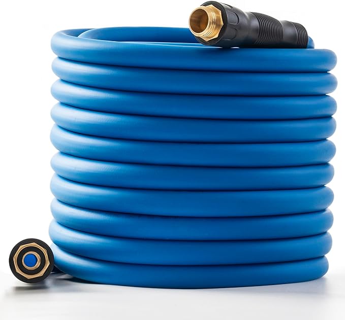 5/8" Hot/Cold Water Hose 100 ft, -50℉ To 190℉ Heavy Duty,Flexible,Burst 600 Psi 3/4" Brass Fittings with Swivel Grip Handle for Outdoor,Yard, Farm, Blue