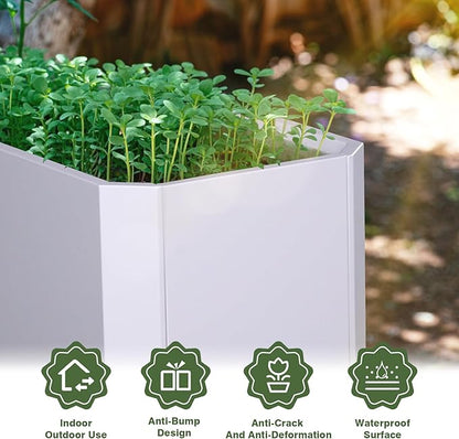 Steel Planter Box-36"x15"x15"-Large Rectangular Planter-Outdoor Indoor-White Matel Planter Box Heavy Duty Commercial Residential for Patio Porch Deck Home Backyard
