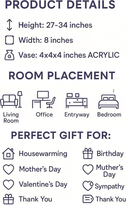 Live White and Purple Double Stem Phalaenopsis Orchid Plant with Clear Quartz and Amethyst - Premium Dual-Color Flowering Houseplant, Easy Care Live Plant