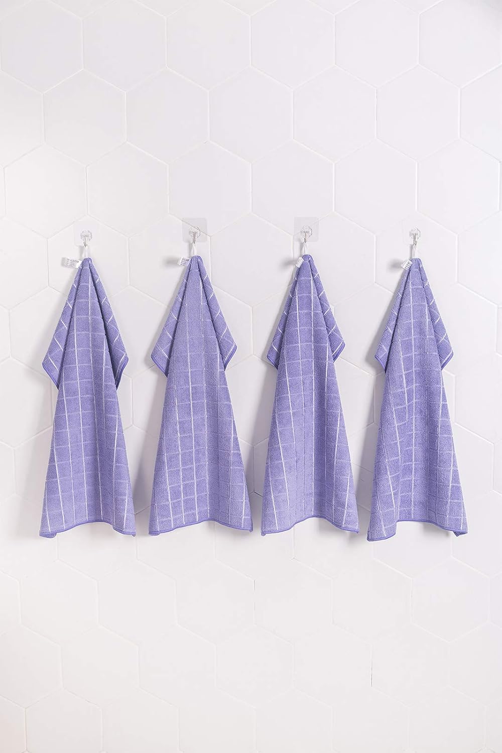 Microfiber Dish Towels - Soft, Super Absorbent and Lint Free Kitchen Towels - 8 Pack (Lattice Designed Purple Colors) - 26 x 18 Inch