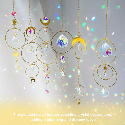 H&D HYALINE & DORA Set of 6 Colorful Crystals Suncatcher Hanging Sun Catcher with Crystals Pendant Ornament Crystal Balls for Window Home Garden Decor
