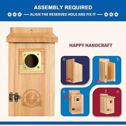 2 Pack Bird Houses for Outside Clearance with Copper Guard, Cedar Bird House Outdoor, Bluebird Finch Swallow Wren Chickadee Assembly Required