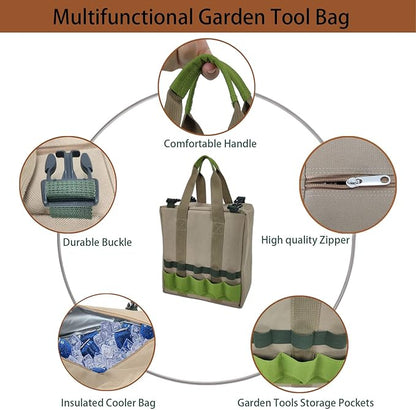 Garden Folding Gardener Stool with Gardening Tools Insulation Garden Bags Plus 5 Garden Tools and Gardening Kneeler Ideal Gift for Mother's Day/Father's Day (Green)