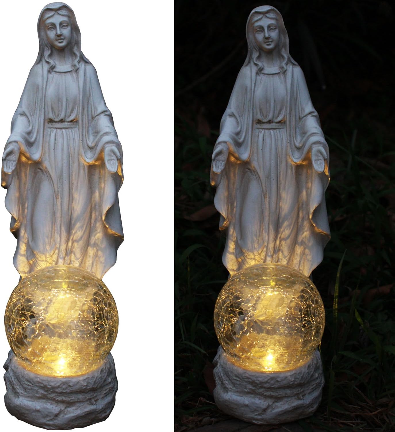 Solar Garden Decor Virgin Mary Figure with Lights,Blessed Mother Outdoor Statue for Home/Garden Decor, Gift for Women/Monther(11.22" H)