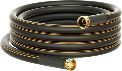 Atlantic Heavy Duty Garden Hose 15 ft x 5/8 Inch Black Color, Short Connection Leader Hose with Solid Brass Connectors (15 Feet)
