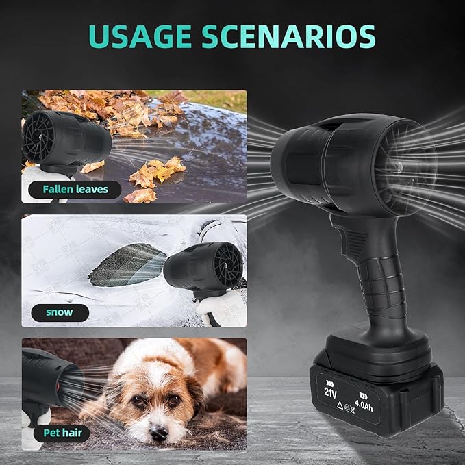 Cordless Leaf Blower Handheld Jet Dry Mini Blower Turbo Fan Electric air Duster for car mini Turbo Jet Fan Cleaning Garden by 2 Batteries