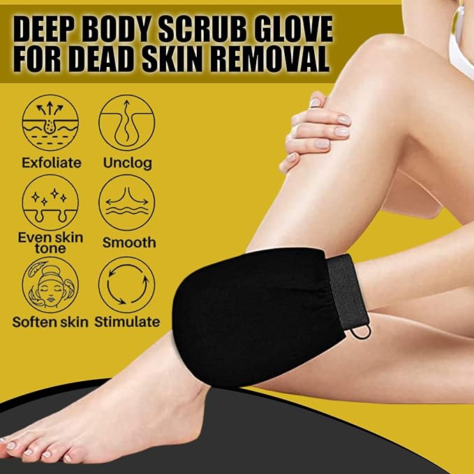 Premium Exfoliating Mitt | Deep Body Scrub Glove for Dead Skin Removal | Exfoliating Gloves for Deep Cleansing | Shower Mitt, Bath Glove | 100% Viscose, Reusable & Eco-friendly