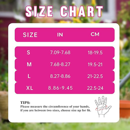 HANDLANDY Ladies Leather Gardening Gloves, Thorn Proof Women Rose Pruning Garden Yard Glove, Heavy Duty Long Sleeve Gloves (Small, Rosy)