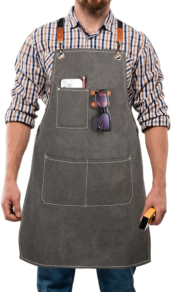 Multi-Functional Men's Tool Apron, Multi-Pocket Canvas Apron, Woodworking, Mechanic, Blacksmith, Waiter Work Apron