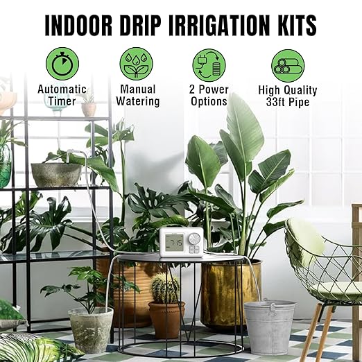 Raddy WS-6 Automatic Plant Waterer, Indoor Plant Watering System for 15 Potted Plants, Programmable Water Timer with LCD Display, USB Power, Water Shortage Alarm for Balcony Greenhouse