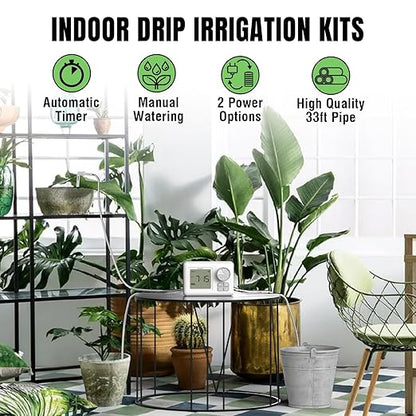 Raddy WS-6 Automatic Plant Waterer, Indoor Plant Watering System for 15 Potted Plants, Programmable Water Timer with LCD Display, USB Power, Water Shortage Alarm for Balcony Greenhouse