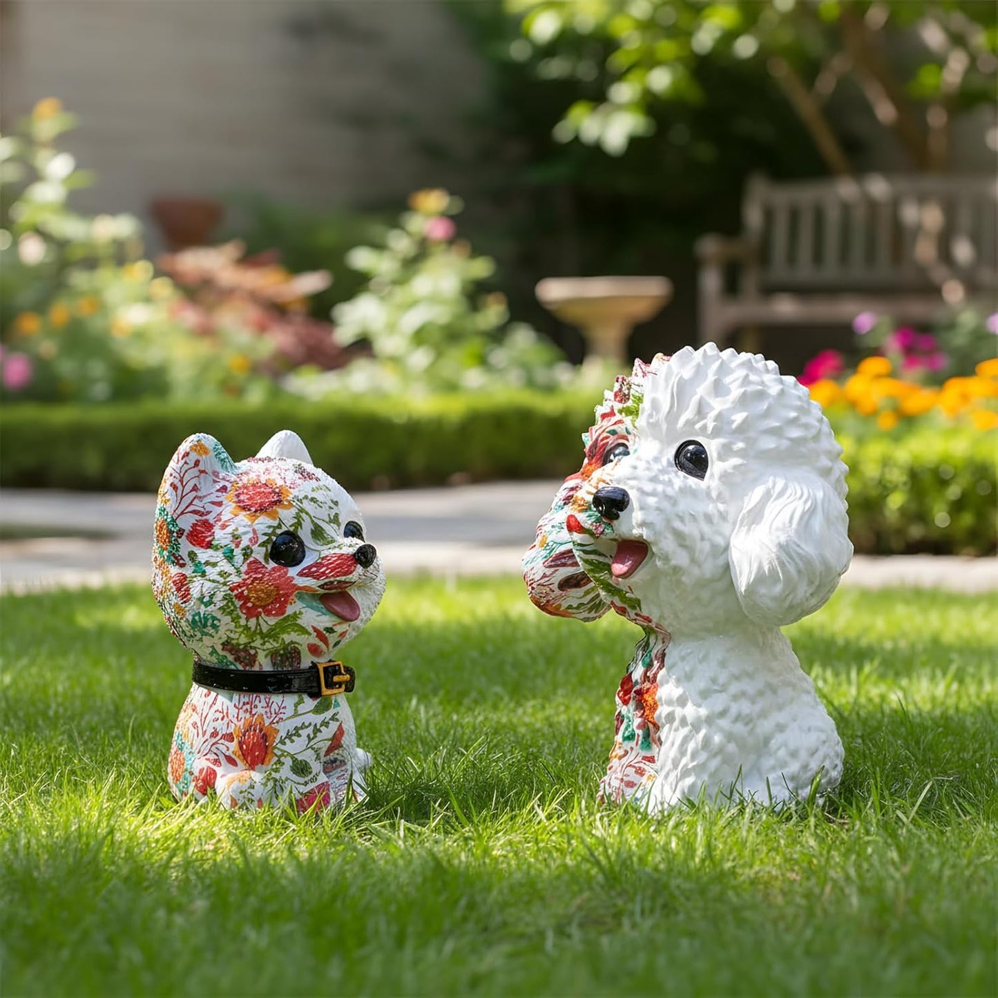 Outdoor Statues for Garden-Dog Outside Decor Clearance for Yard Art Lawn Ornaments Porch Patio Balcony Home House - Birthday Gifts for Grandma Mom Women (Pomeranian)